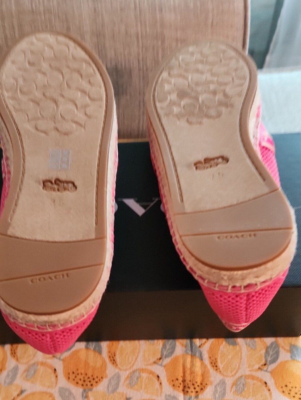 Coach Women's Coral Pink Espadrille Slip-Ons - Picture 6 of 12